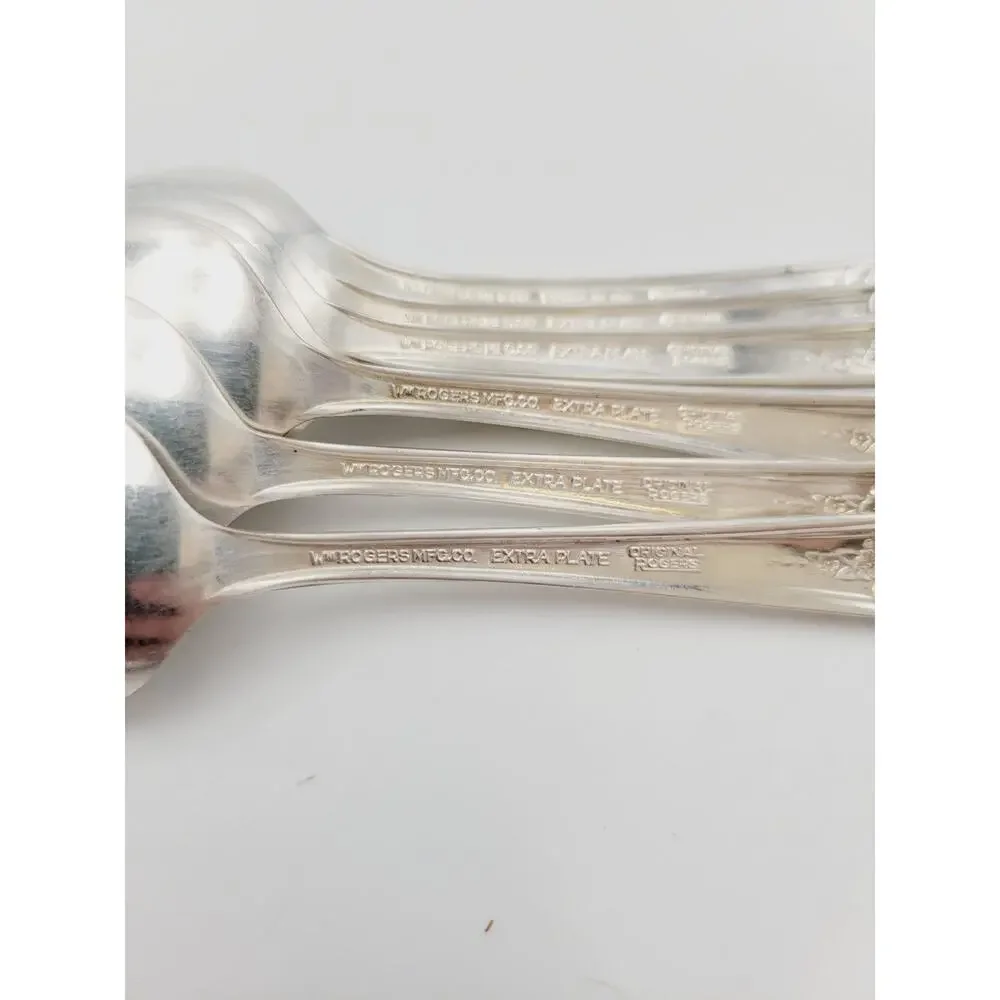 Vintage Holmes & Edwards SPRING GARDEN Silver Plated Teaspoon Set of 6 Spoons